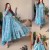 Sky color 3 layer ruffle Anarkali gown